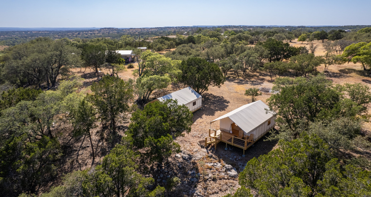 Twin Falls glamping site in Boerne, Texas.