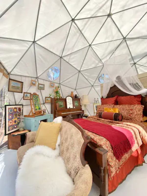 Interior of dome with luxurious bed